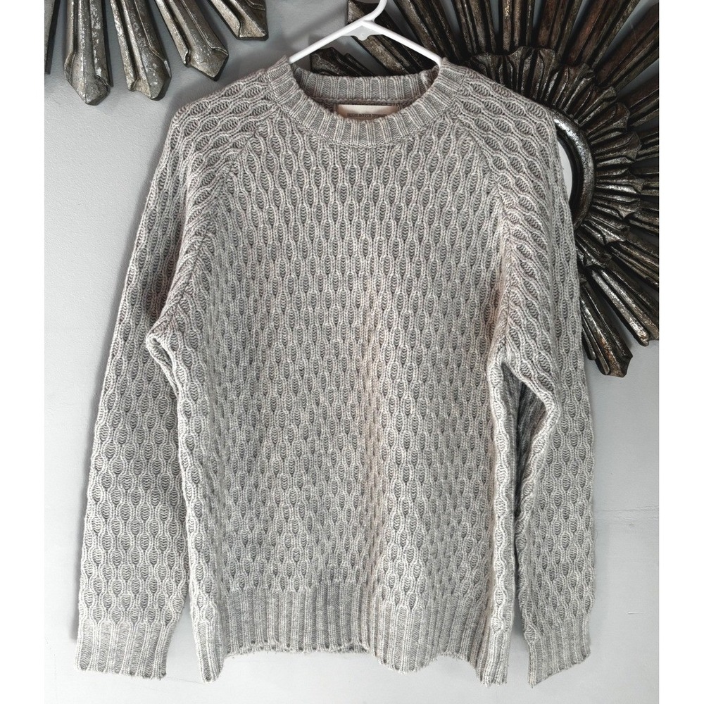 Frederik Anderson Copenhagen Mens Grey Lambswool Knit Sweater Elbow Patches M